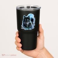 Grey Wolf Hunting Ground Icy Moon Forest Galaxy Tumbler thumb 2