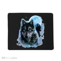 Grey Wolf Hunting Ground Icy Moon Forest Galaxy Mousepad thumb 0