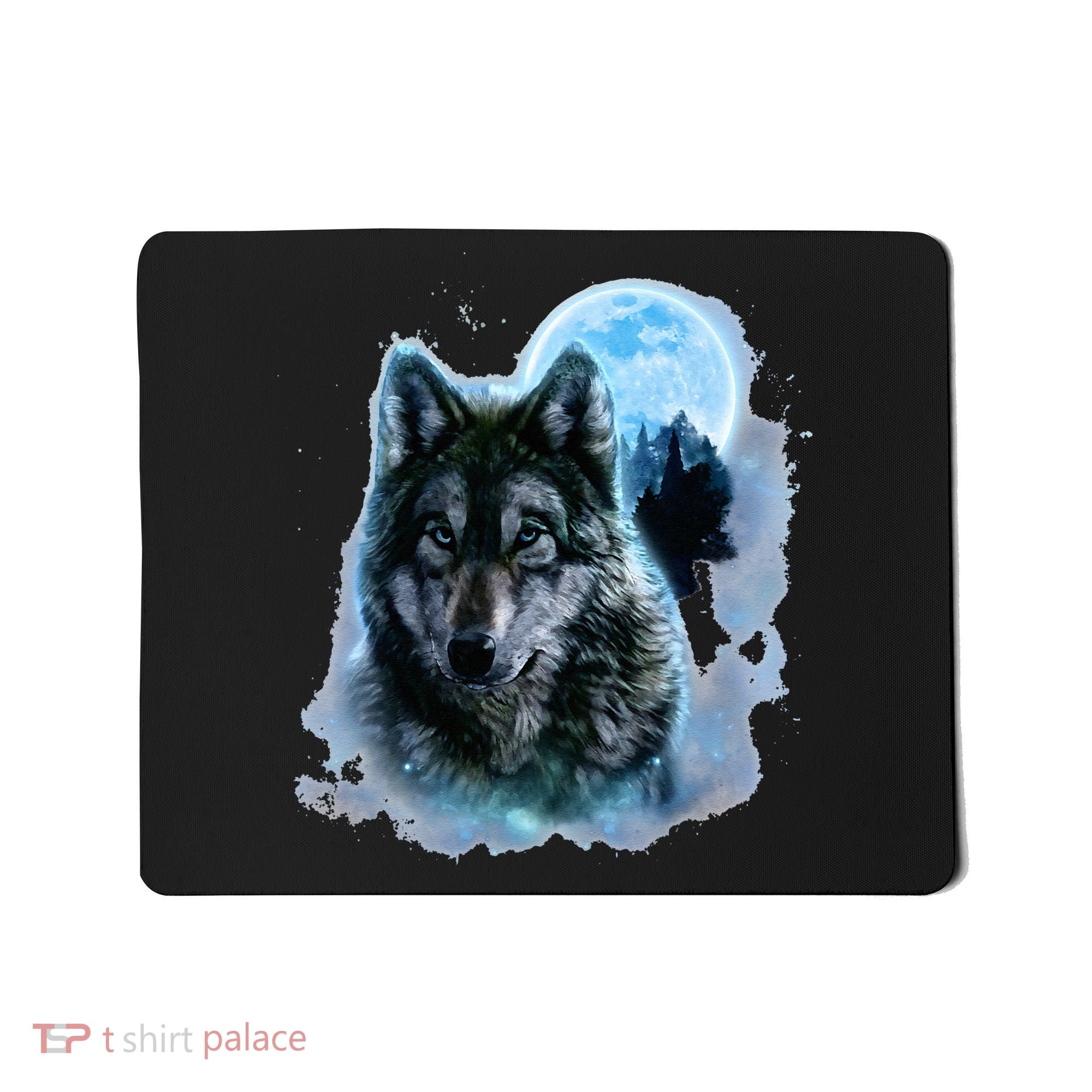 Grey Wolf Hunting Ground Icy Moon Forest Galaxy Mousepad