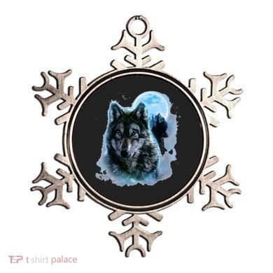 Grey Wolf Hunting Ground Icy Moon Forest Galaxy Ornament