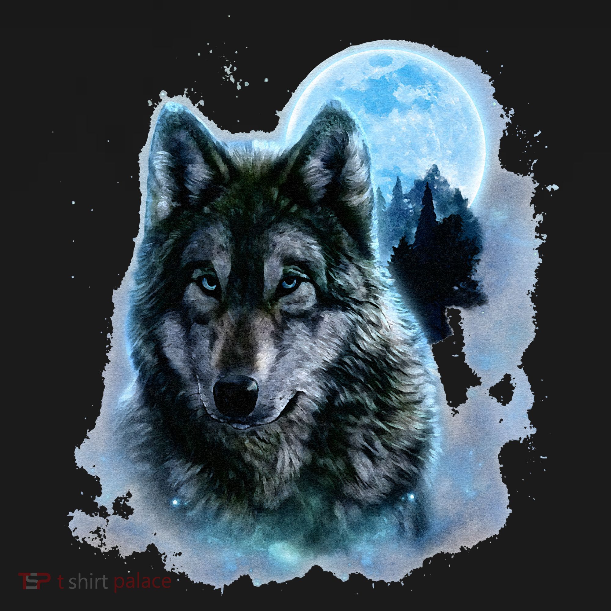 Grey Wolf Hunting Ground Icy Moon Forest Galaxy Ornament