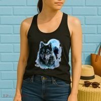 Grey Wolf Hunting Ground Icy Moon Forest Galaxy Women's Tank Top thumb 2