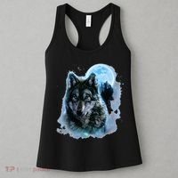 Grey Wolf Hunting Ground Icy Moon Forest Galaxy Women's Tank Top thumb 3