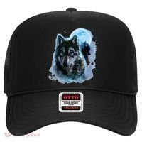 Grey Wolf Hunting Ground Icy Moon Forest Galaxy Hat thumb 0