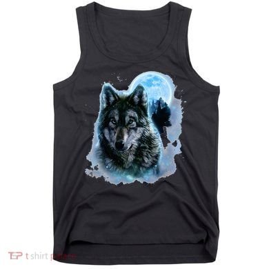 Grey Wolf Hunting Ground Icy Moon Forest Galaxy Tank Top