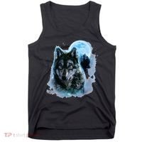 Grey Wolf Hunting Ground Icy Moon Forest Galaxy Tank Top thumb 0