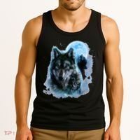 Grey Wolf Hunting Ground Icy Moon Forest Galaxy Tank Top thumb 3