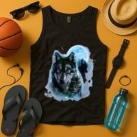 Grey Wolf Hunting Ground Icy Moon Forest Galaxy Tank Top thumb 4