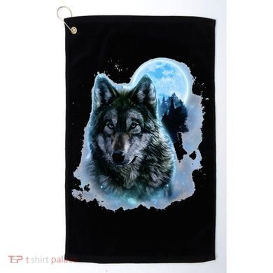 Grey Wolf Hunting Ground Icy Moon Forest Galaxy Golf Towel
