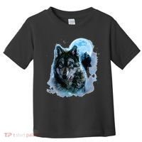 Grey Wolf Hunting Ground Icy Moon Forest Galaxy Toddler T-Shirt thumb 0