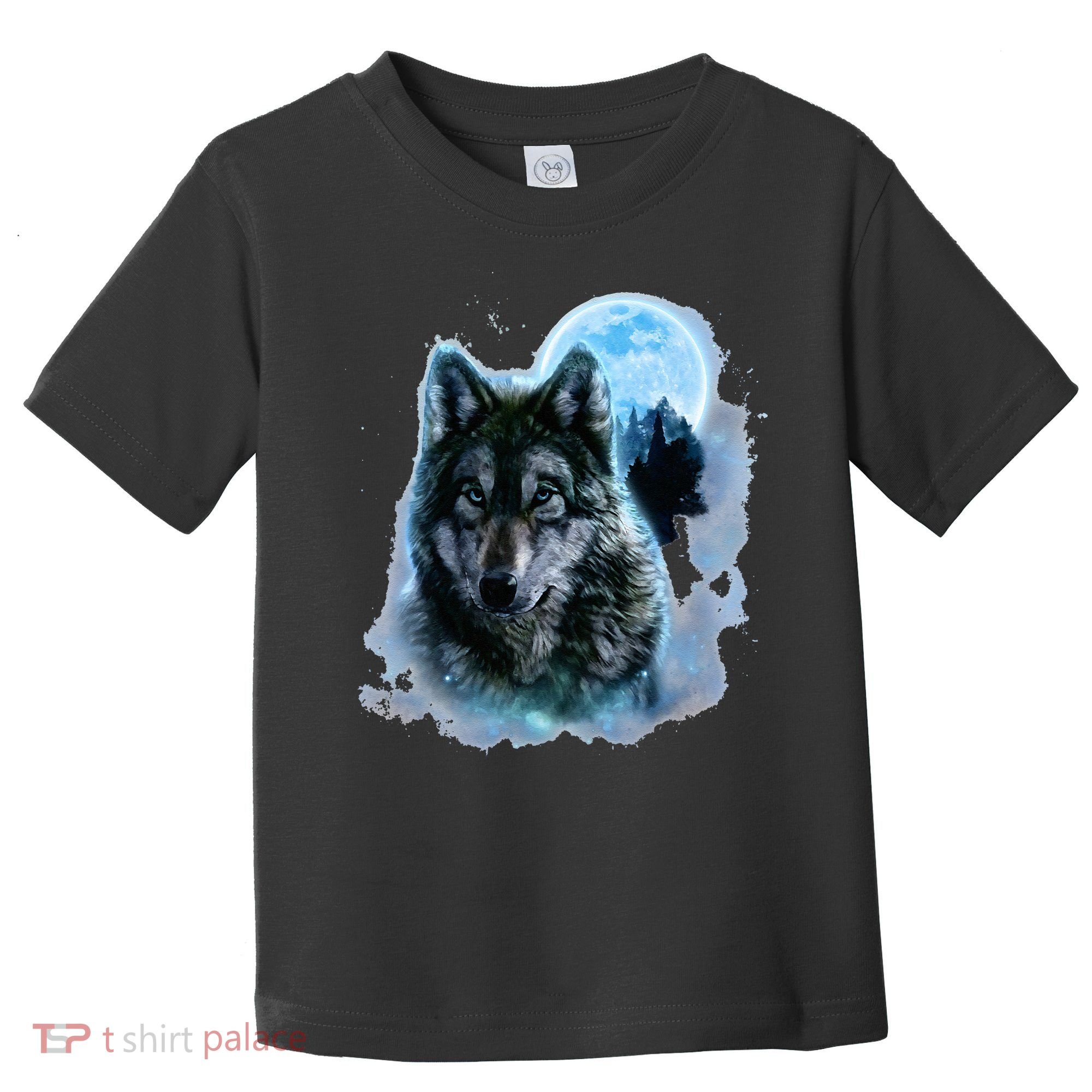 Grey Wolf Hunting Ground Icy Moon Forest Galaxy Toddler T-Shirt