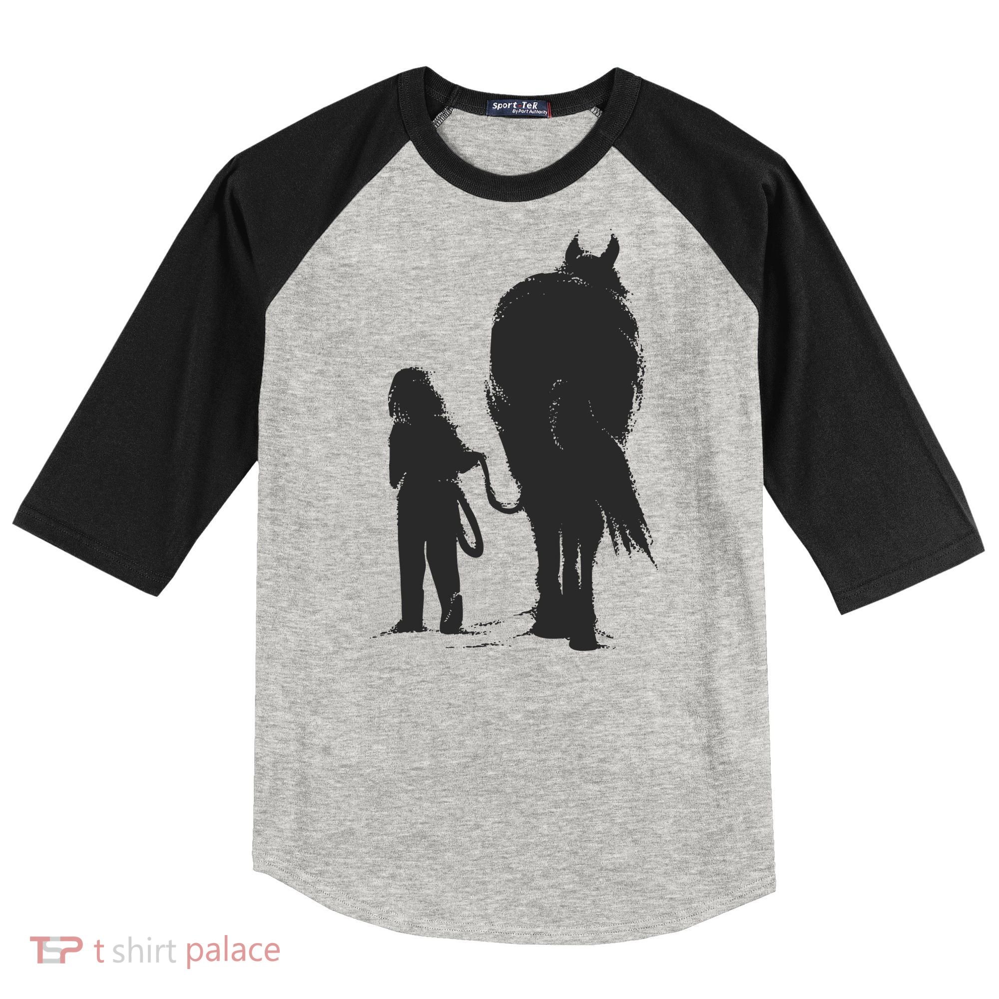 Girl With Horse Raglan Baseball Sleeve Shirt