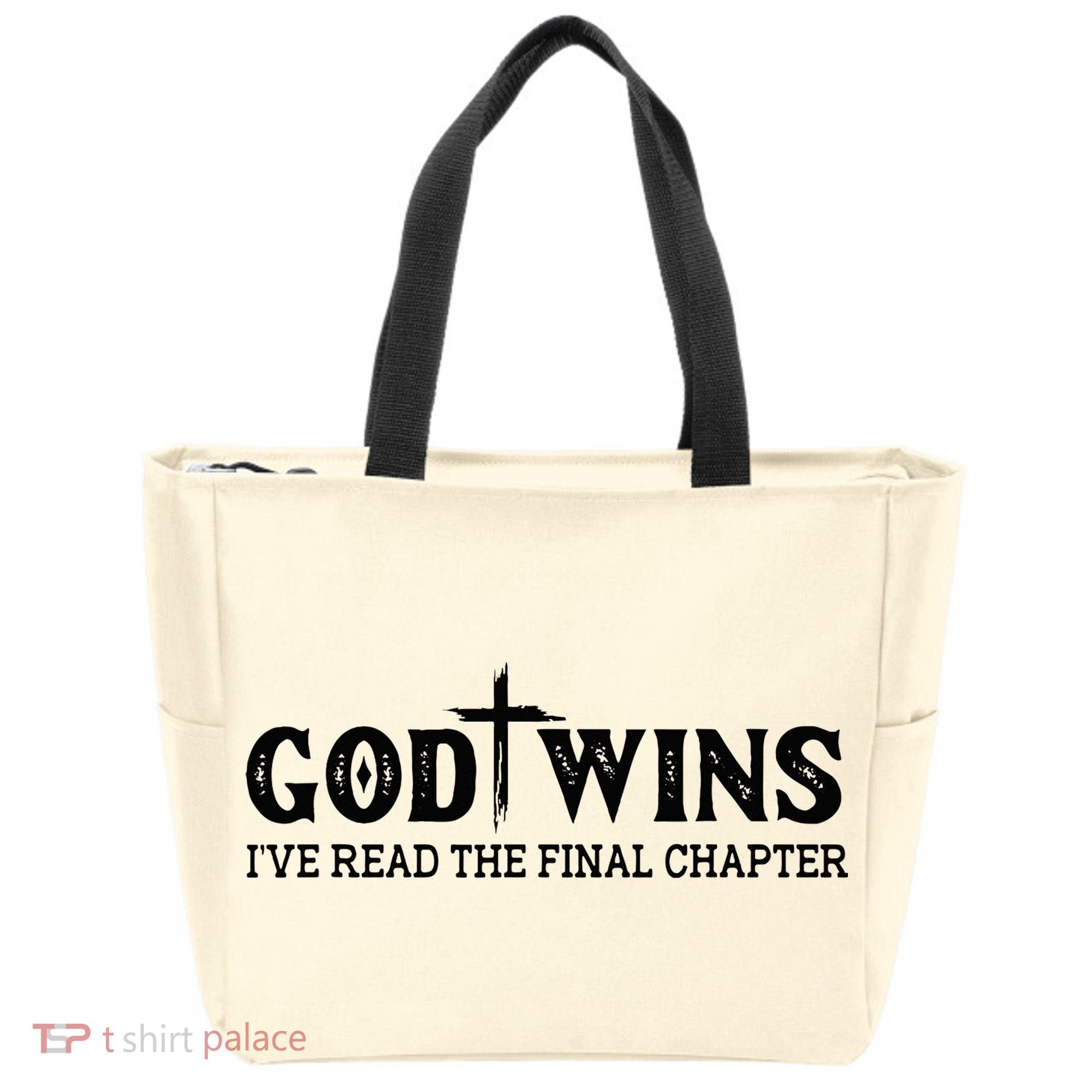 God Wins I Ve Read The Final Chapter Christian Cross Tote Bag