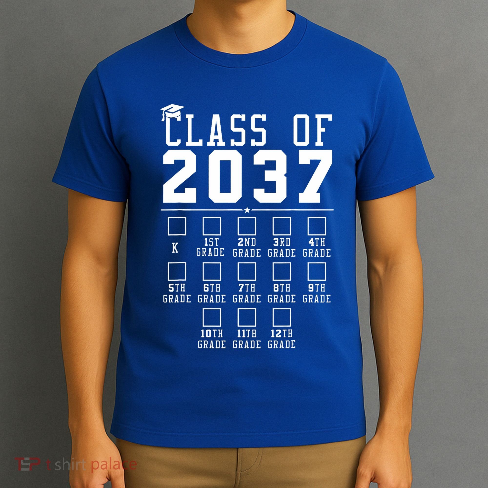 Grow With Me Class Of 2037 Handprint Kindergarten Graduation T-Shirt