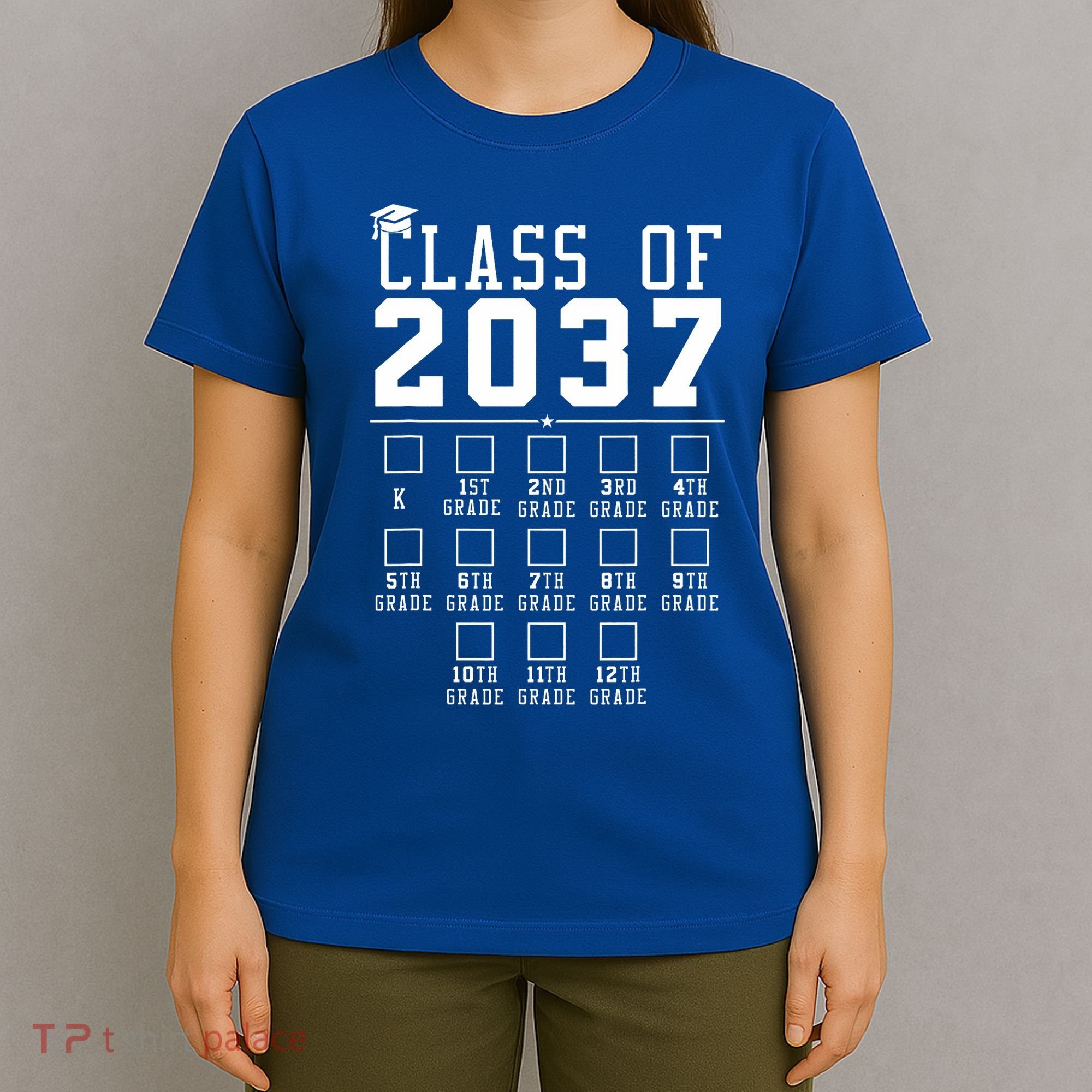 Grow With Me Class Of 2037 Handprint Kindergarten Graduation T-Shirt