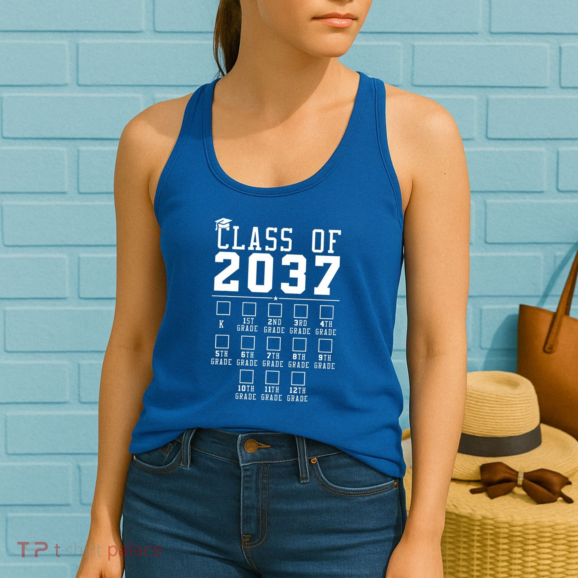 Grow With Me Class Of 2037 Handprint Kindergarten Graduation Women's Tank Top