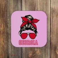 Georgia Women Mom Messy Bun Hair. Coaster thumb 0