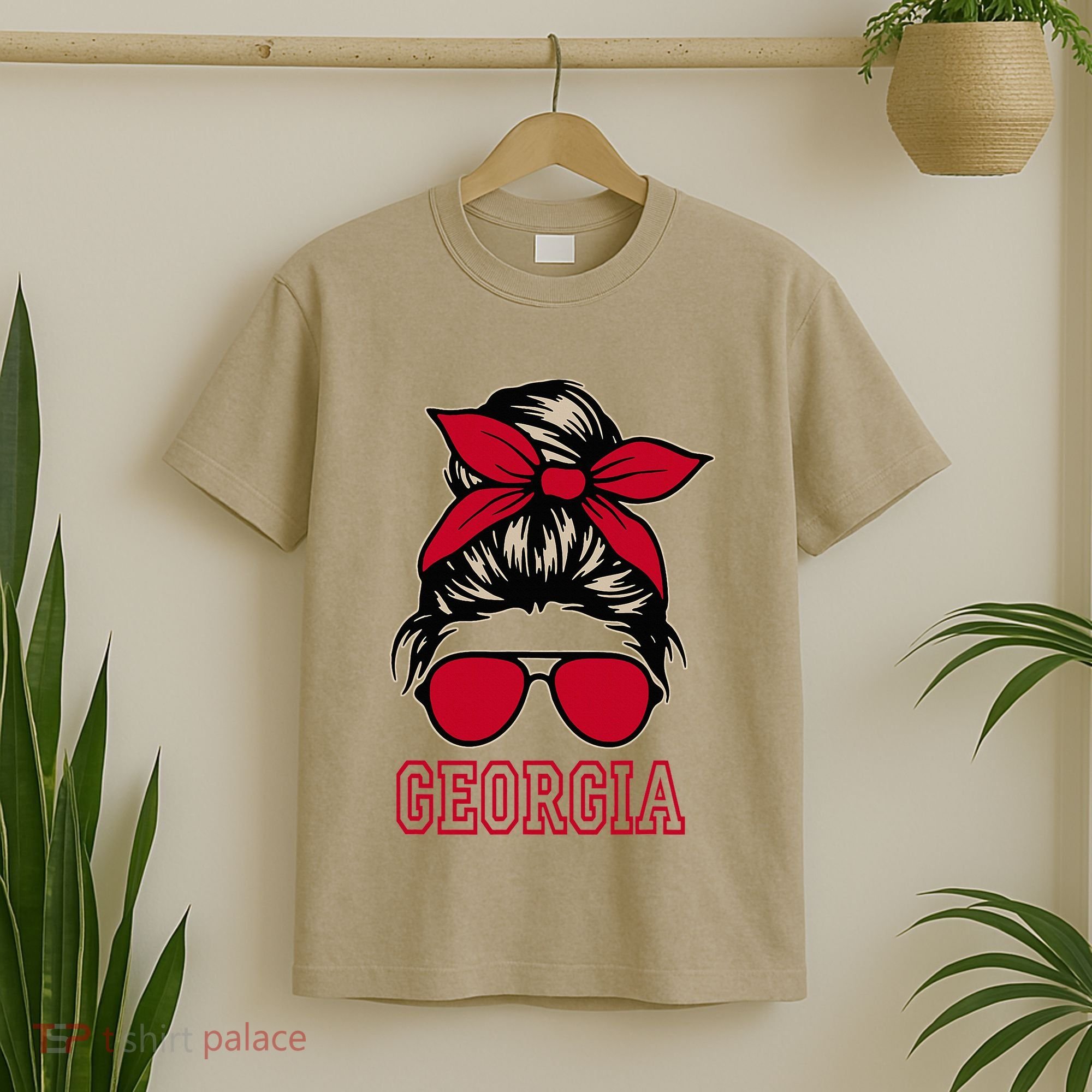 Georgia Women Mom Messy Bun Hair. T-Shirt