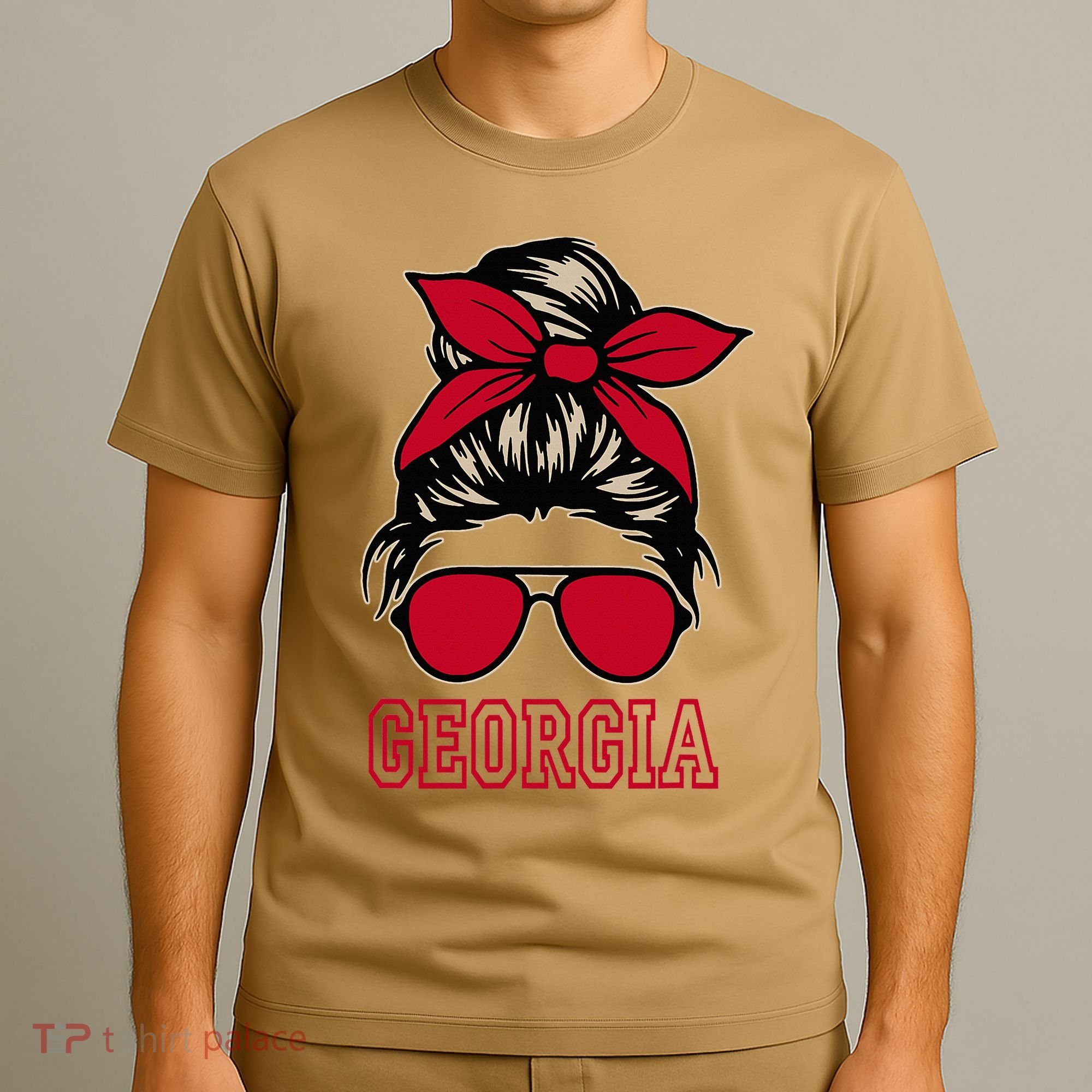 Georgia Women Mom Messy Bun Hair. T-Shirt