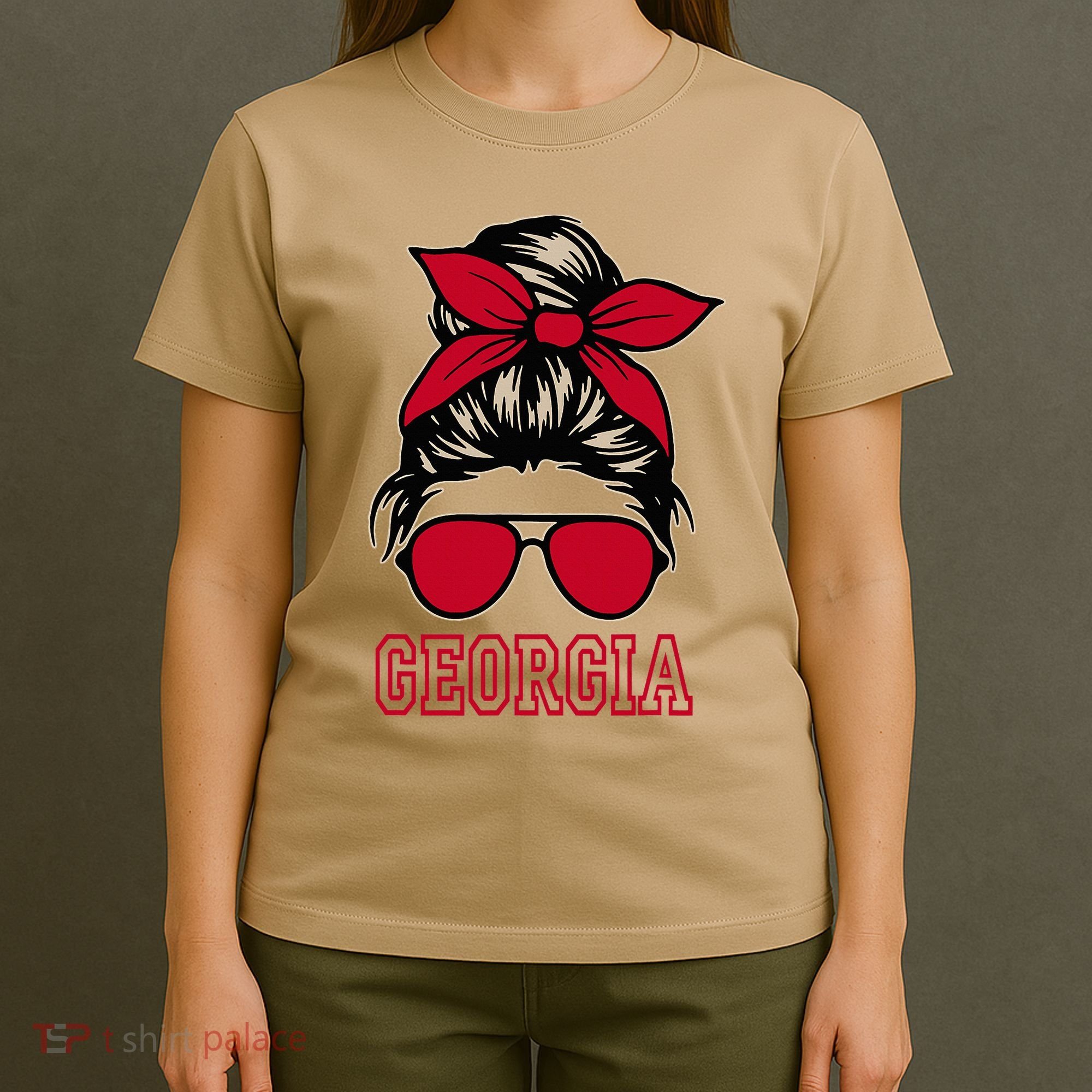 Georgia Women Mom Messy Bun Hair. T-Shirt