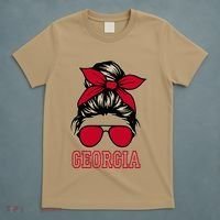 Georgia Women Mom Messy Bun Hair. T-Shirt thumb 5