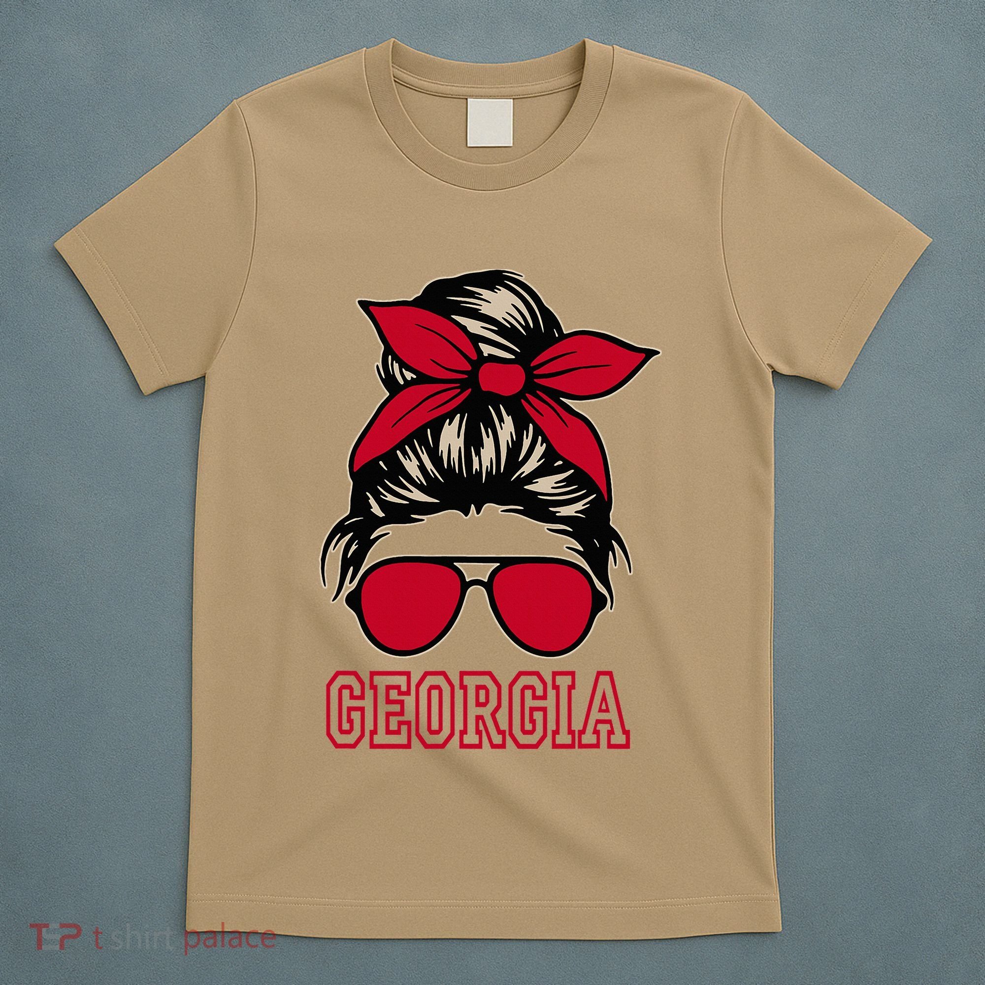 Georgia Women Mom Messy Bun Hair. T-Shirt