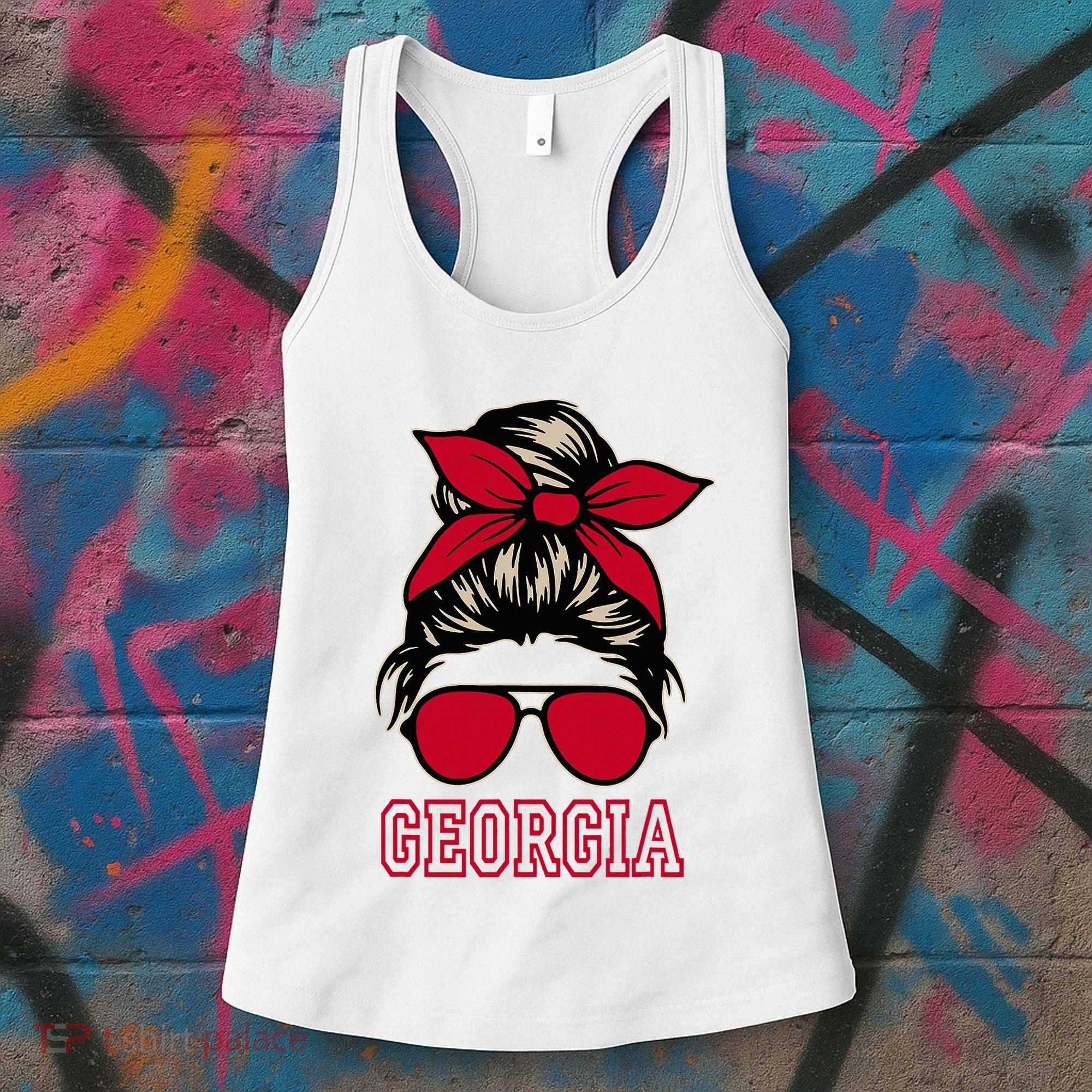 Georgia Women Mom Messy Bun Hair. Women's Tank Top