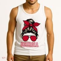 Georgia Women Mom Messy Bun Hair. Tank Top thumb 3