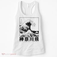 Great Wave Off Kanagawa Japan Aesthetic Japanese Art Women's Tank Top thumb 0