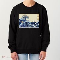 Great Wave Off Kanagawa With Cats Aesthetic Kanji Women's Sweatshirt thumb 0
