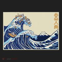 Great Wave Off Kanagawa With Cats Aesthetic Kanji Women's Sweatshirt thumb 2