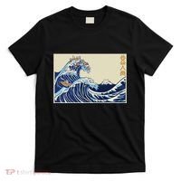 Great Wave Off Kanagawa With Cats Aesthetic Kanji T-Shirt thumb 0