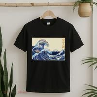 Great Wave Off Kanagawa With Cats Aesthetic Kanji T-Shirt thumb 2