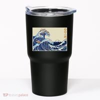 Great Wave Off Kanagawa With Cats Aesthetic Kanji Tumbler thumb 0