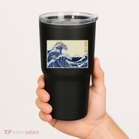 Great Wave Off Kanagawa With Cats Aesthetic Kanji Tumbler thumb 2