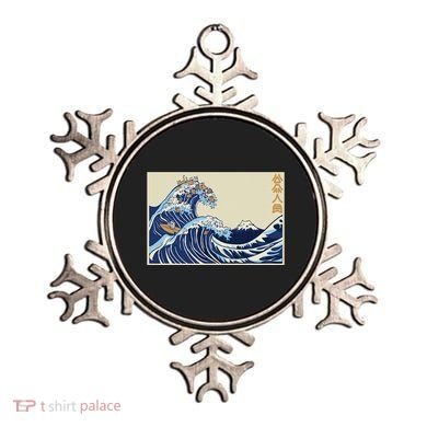 Great Wave Off Kanagawa With Cats Aesthetic Kanji Ornament