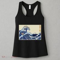 Great Wave Off Kanagawa With Cats Aesthetic Kanji Women's Tank Top thumb 3