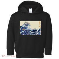 Great Wave Off Kanagawa With Cats Aesthetic Kanji Toddler Hoodie thumb 0