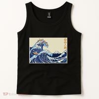 Great Wave Off Kanagawa With Cats Aesthetic Kanji Tank Top thumb 2