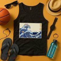 Great Wave Off Kanagawa With Cats Aesthetic Kanji Tank Top thumb 4