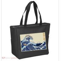 Great Wave Off Kanagawa With Cats Aesthetic Kanji Tote Bag thumb 2