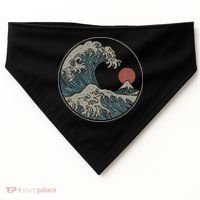 Great Wave Off Kanagawa Japanese Art Aesthetic Tsunami USA-Made Doggie Bandana thumb 0