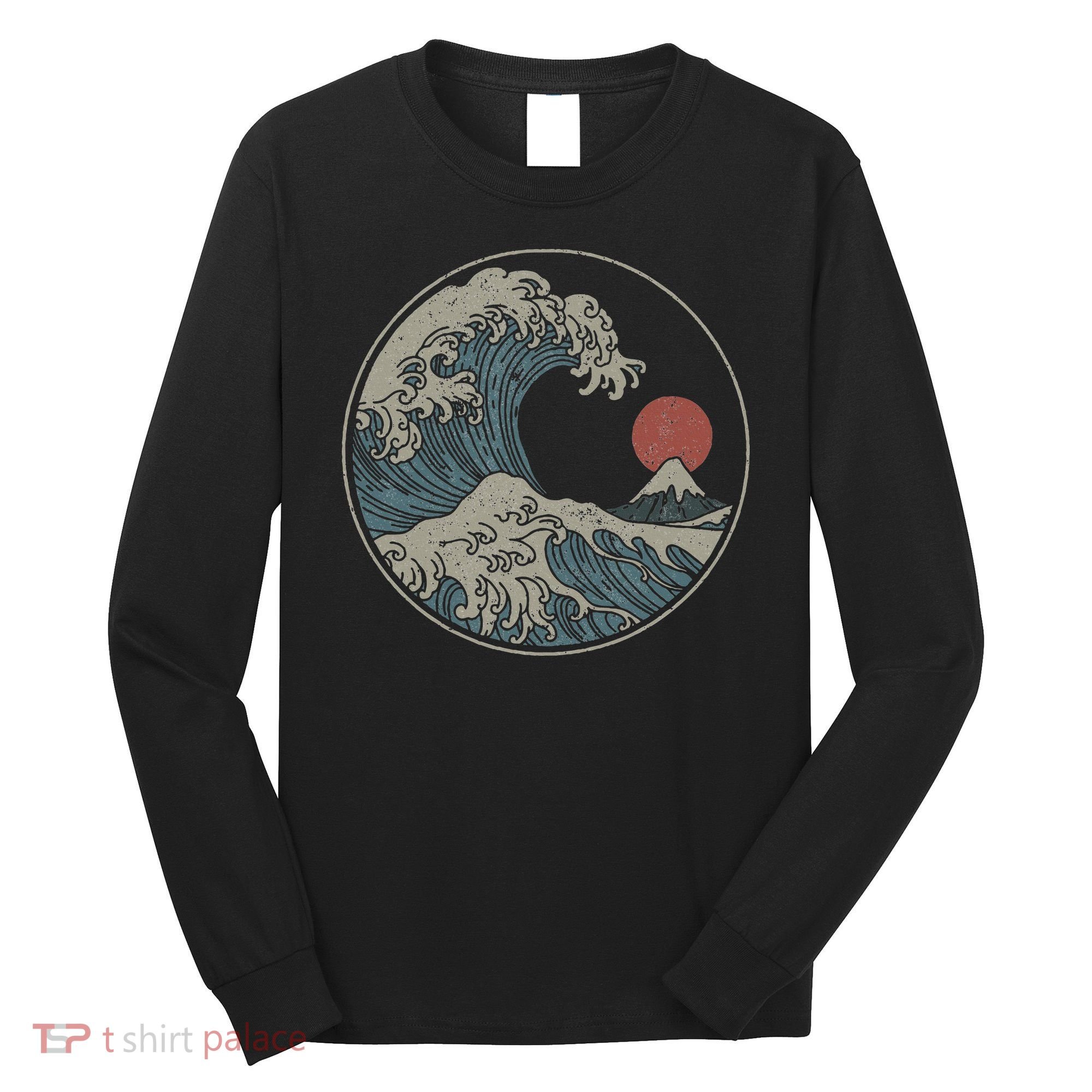 Great Wave Off Kanagawa Japanese Art Aesthetic Tsunami Long Sleeve Shirt
