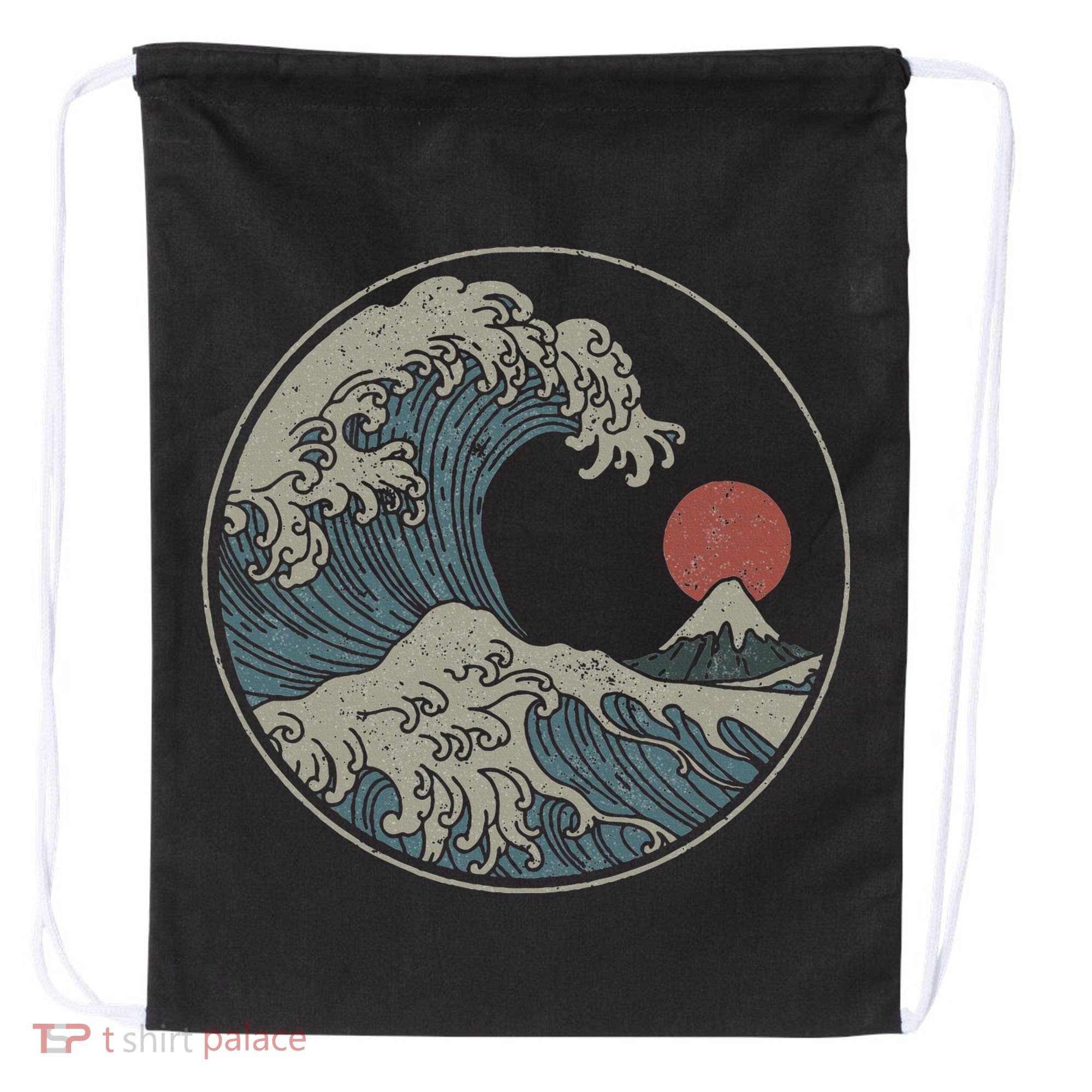 Great Wave Off Kanagawa Japanese Art Aesthetic Tsunami Drawstring Bag