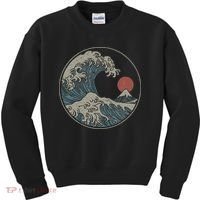 Great Wave Off Kanagawa Japanese Art Aesthetic Tsunami Kids Sweatshirt thumb 0