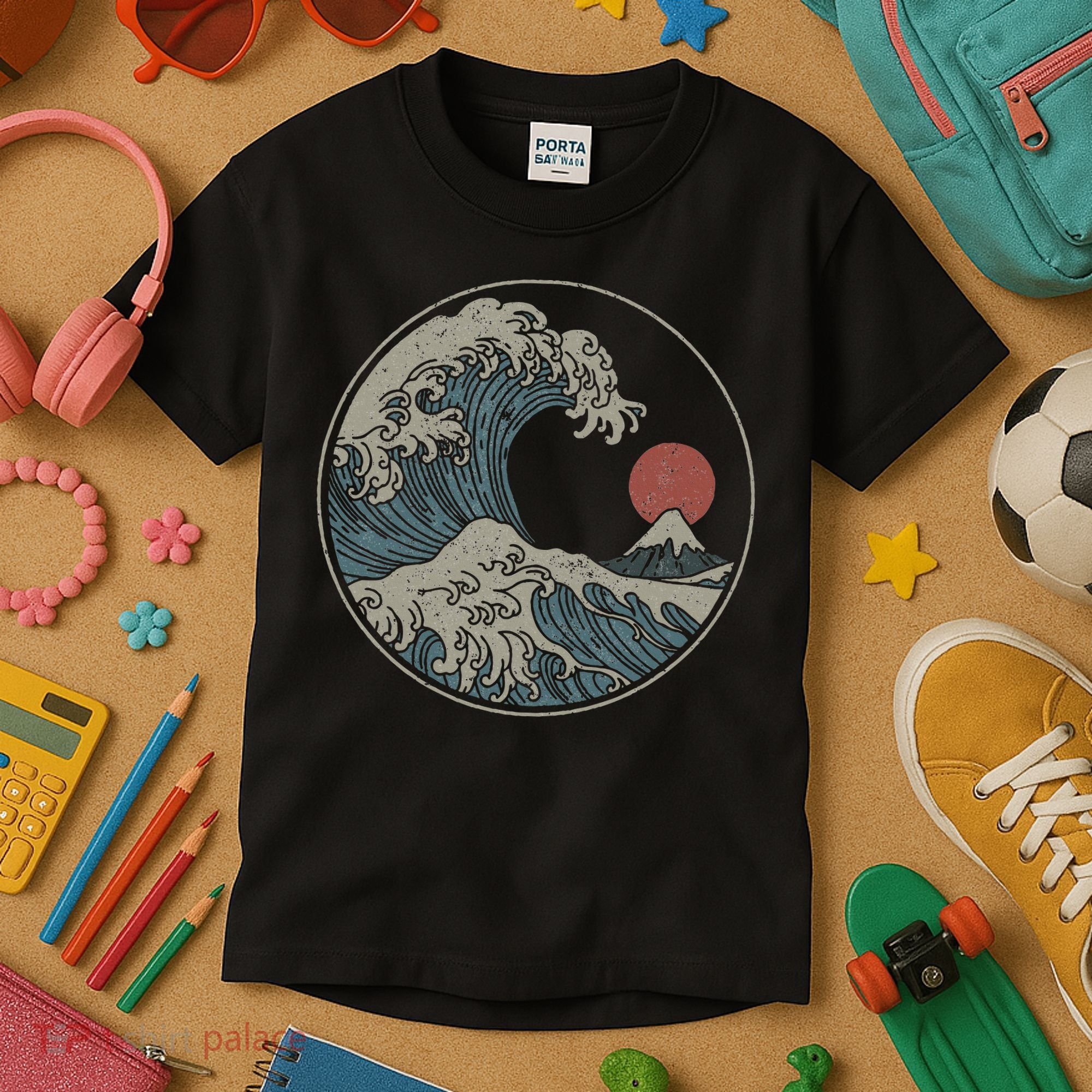 Great Wave Off Kanagawa Japanese Art Aesthetic Tsunami Kids T-Shirt