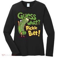 Guess What Pickle Butt! Funny Cucumber Meme Pickle Joke Women's Long Sleeve Shirt thumb 0