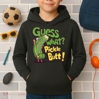 Guess What Pickle Butt! Funny Cucumber Meme Pickle Joke Kids Hoodie thumb 2