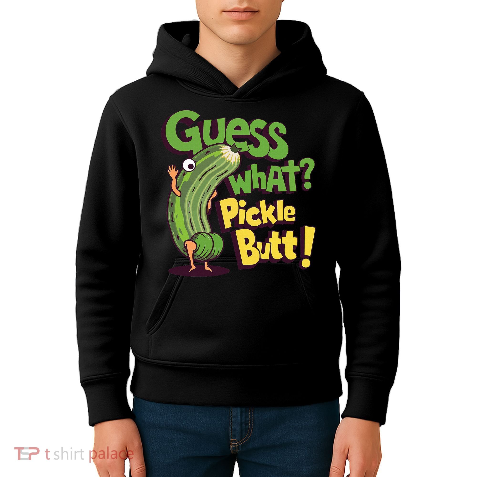 Guess What Pickle Butt! Funny Cucumber Meme Pickle Joke Kids Hoodie