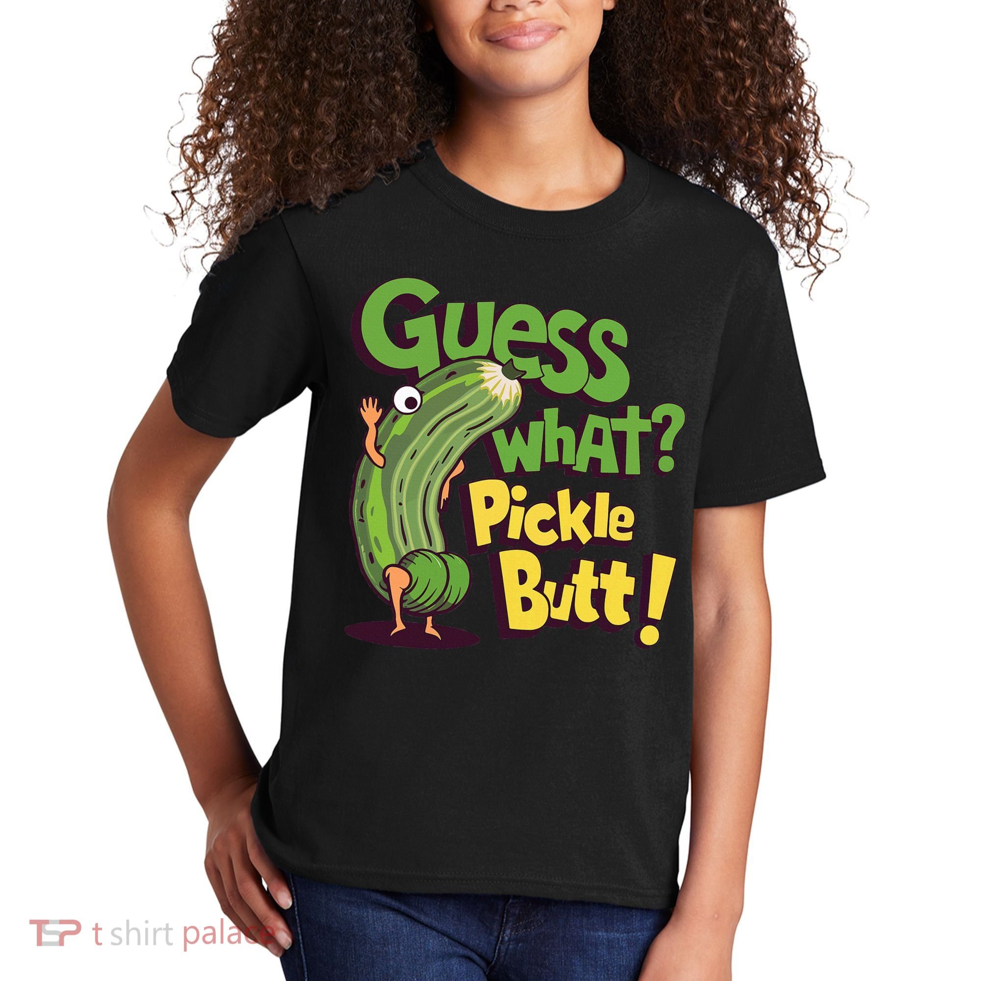 Guess What Pickle Butt! Funny Cucumber Meme Pickle Joke Kids T-Shirt